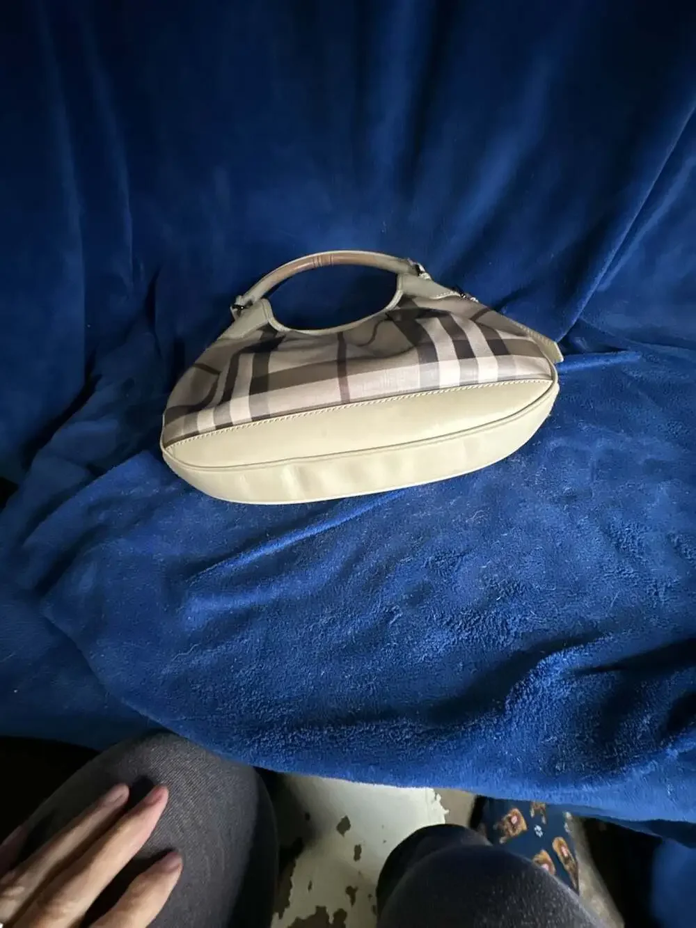 Burberry Brooklyn Small Hobo Bag in Smoked Check Coated Canvas with Leather Trim